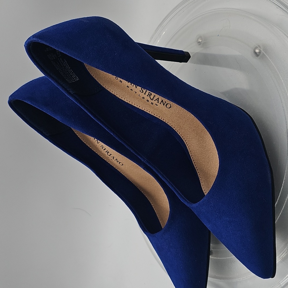 K Christian Siriano Blue Suede Heels Sz 5 - Picture 4 of 13